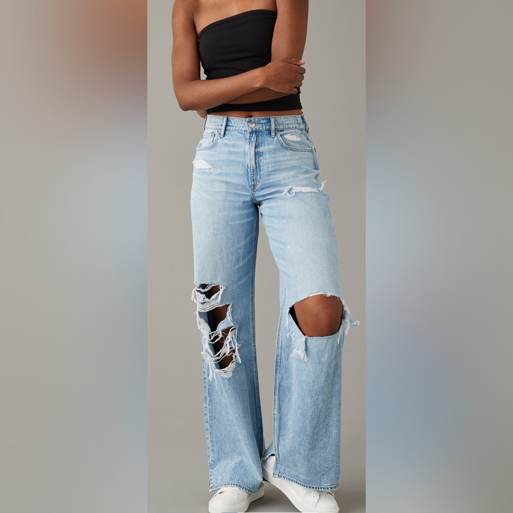 AE Dreamy Drape Super High-Waisted Baggy Wide-Leg Jeans